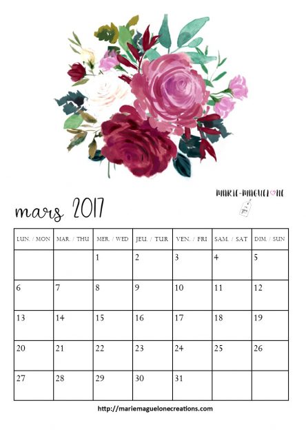 Calendrier A5 Bujo Marie-Maguelone