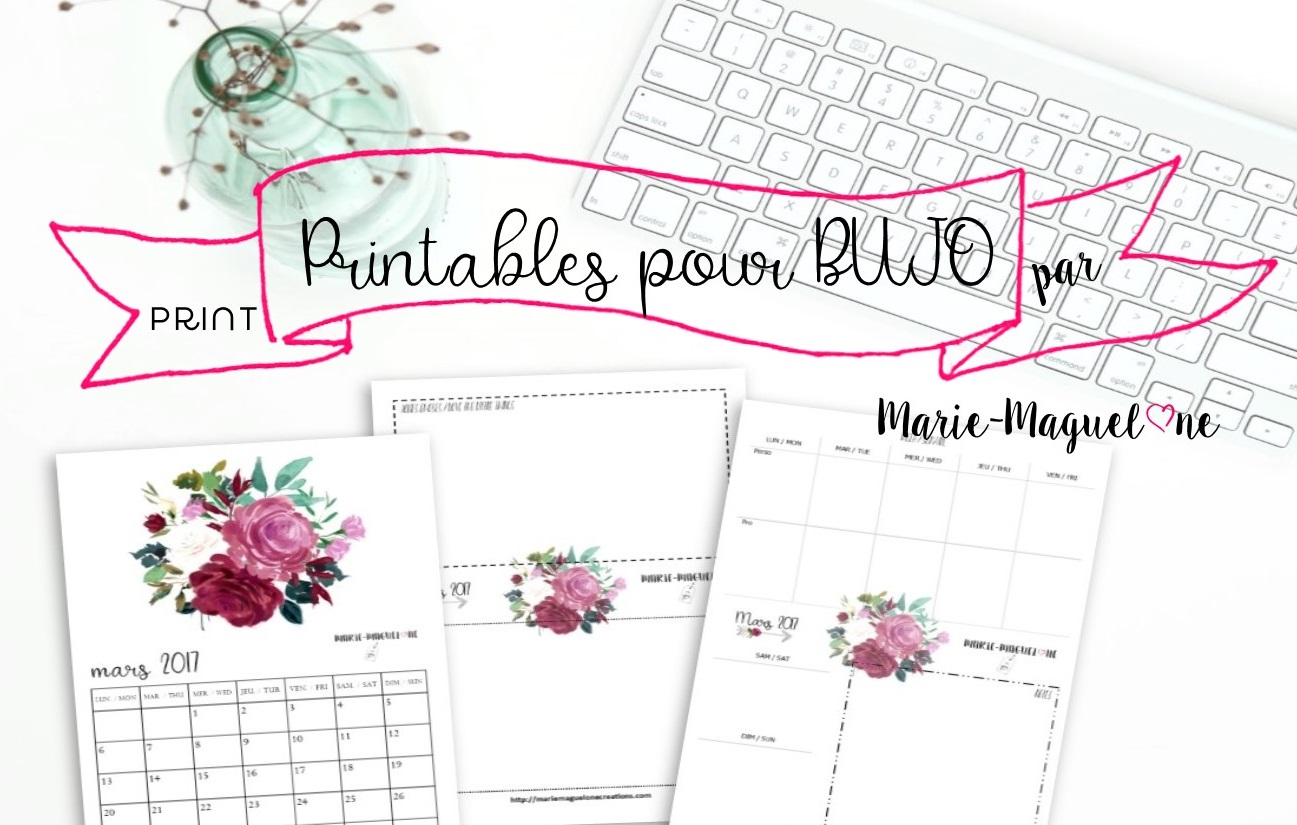 Calendrier mensuel - Printable pour planner, Bullet Journal