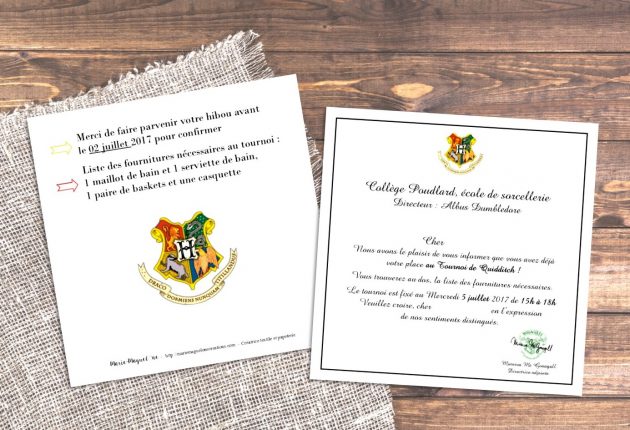 Idées et carte d'invitation pour un anniversaire Harry Potter
